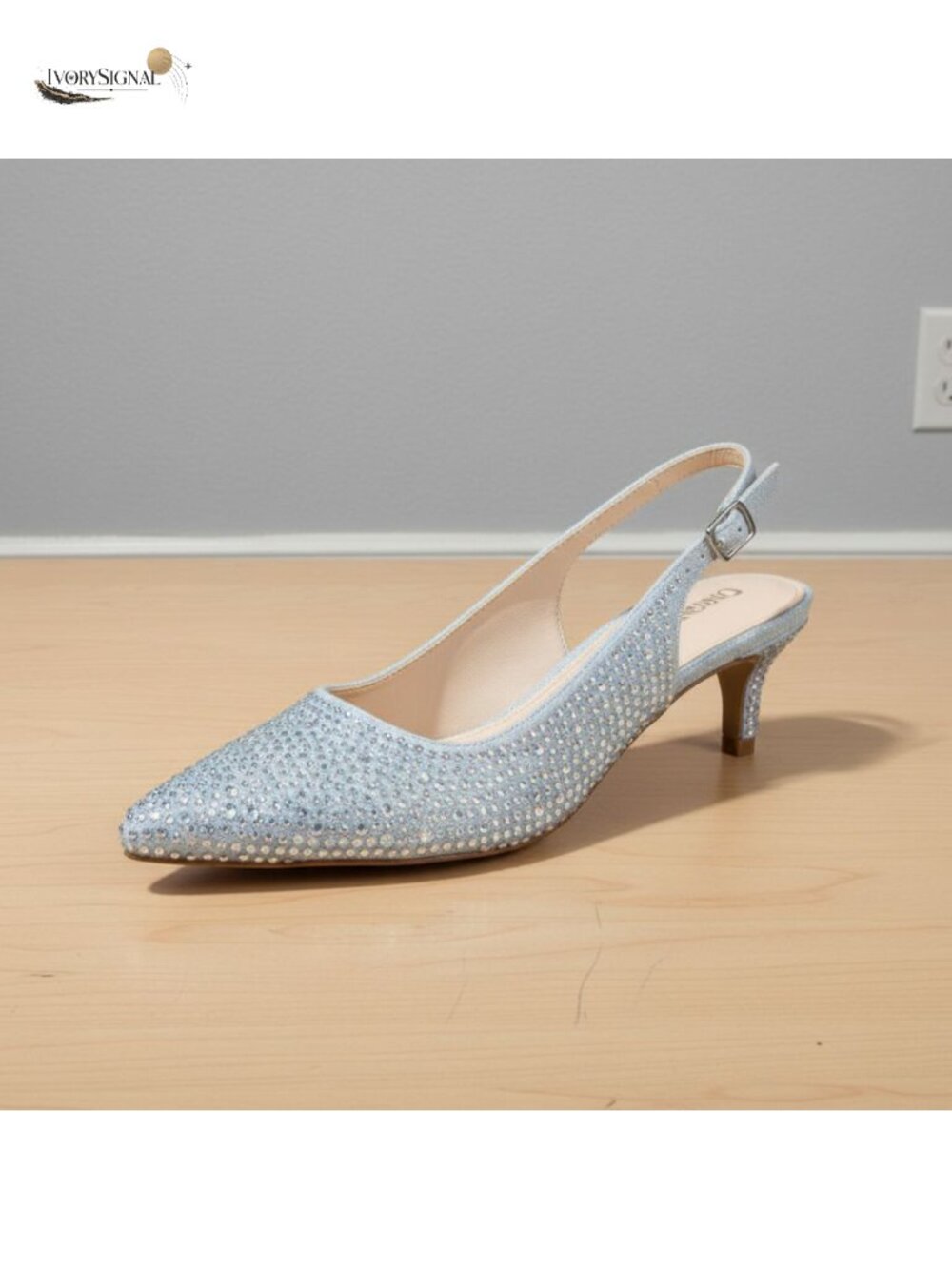 Women's Kitten Heels Slingback Pumps Pointed Toe Low Heels Buckle Strap